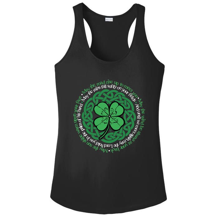 Irish Blessing, Celtic Knot & 4-Leaf Clover Luck Version B Ladies PosiCharge Competitor Racerback Tank