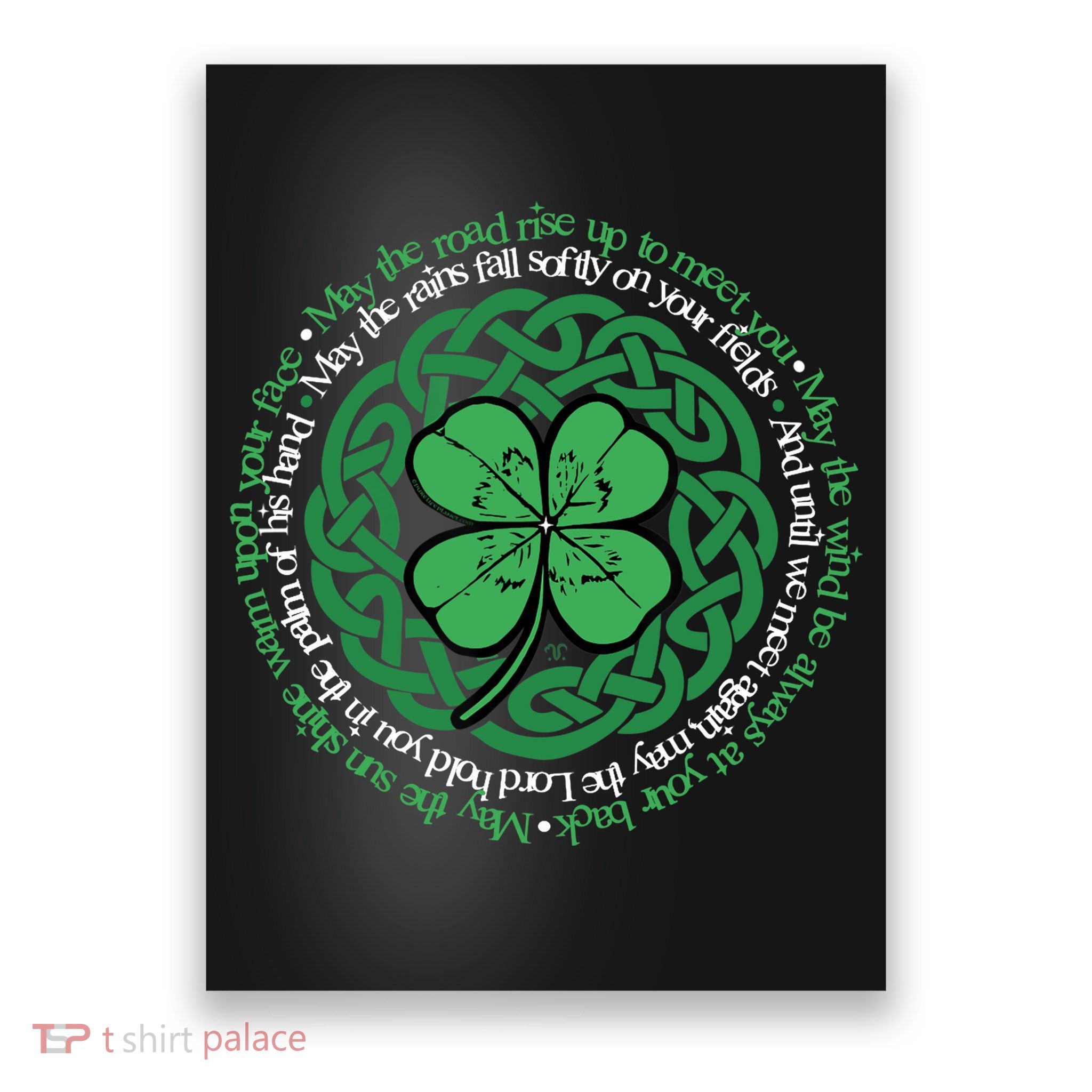 Irish Blessing, Celtic Knot & 4-Leaf Clover Luck Version B Poster