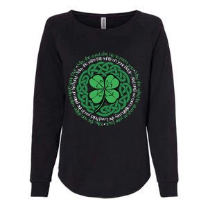 Irish Blessing, Celtic Knot & 4-Leaf Clover Luck Version B Womens California Wash Sweatshirt