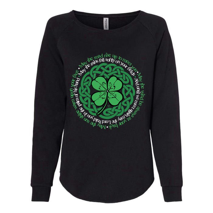 Irish Blessing, Celtic Knot & 4-Leaf Clover Luck Version B Womens California Wash Sweatshirt