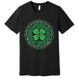 Irish Blessing, Celtic Knot & 4-Leaf Clover Luck Version B Premium T-Shirt