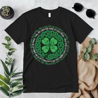 Irish Blessing, Celtic Knot & 4-Leaf Clover Luck Version B Premium T-Shirt