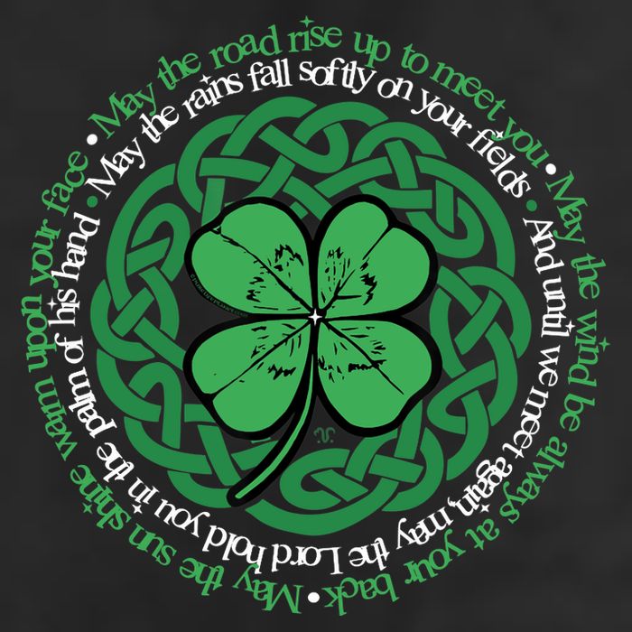 Irish Blessing, Celtic Knot & 4-Leaf Clover Luck Version B 25L Jumbo Tote
