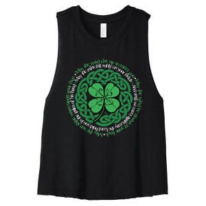 Irish Blessing, Celtic Knot & 4-Leaf Clover Luck Version B Women's Racerback Cropped Tank