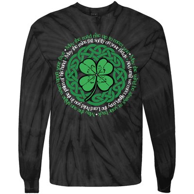 Irish Blessing, Celtic Knot & 4-Leaf Clover Luck Version B Tie-Dye Long Sleeve Shirt
