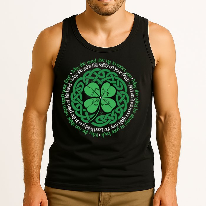 Irish Blessing, Celtic Knot & 4-Leaf Clover Luck Version B Tank Top