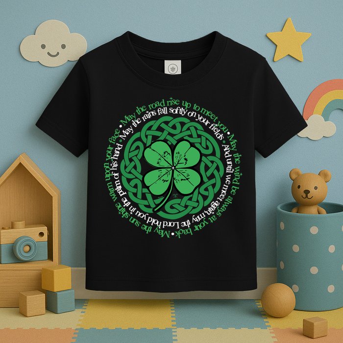 Irish Blessing, Celtic Knot & 4-Leaf Clover Luck Version B Toddler T-Shirt