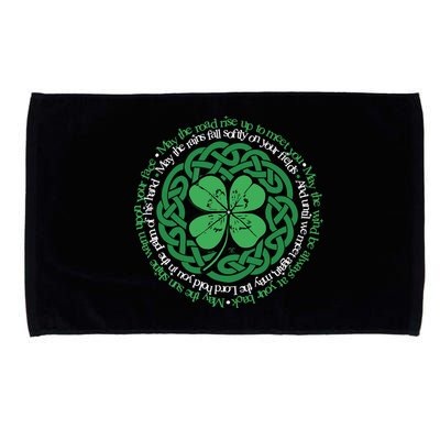 Irish Blessing, Celtic Knot & 4-Leaf Clover Luck Version B Microfiber Hand Towel