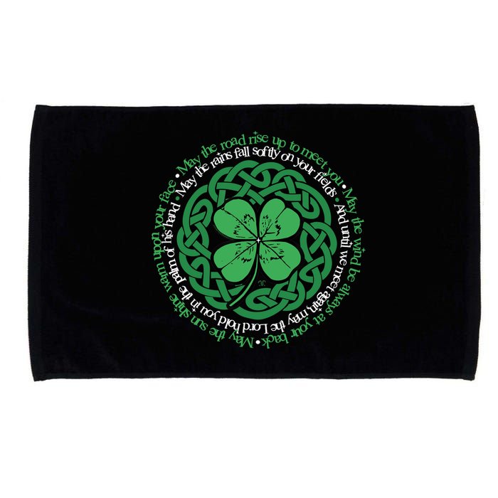 Irish Blessing, Celtic Knot & 4-Leaf Clover Luck Version B Microfiber Hand Towel