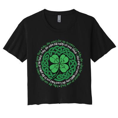 Irish Blessing, Celtic Knot & 4-Leaf Clover Luck Version B Crop Top