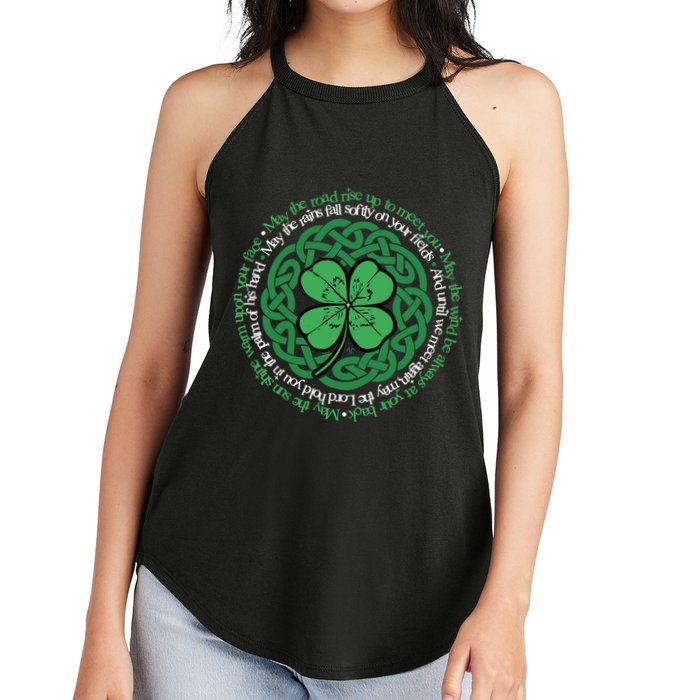 Irish Blessing, Celtic Knot & 4-Leaf Clover Luck Version B Women's Perfect Tri Rocker Tank
