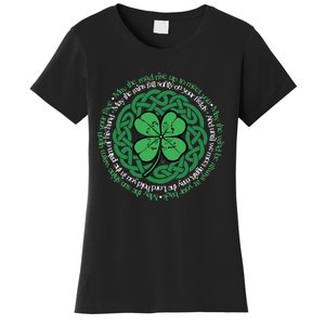 Irish Blessing, Celtic Knot & 4-Leaf Clover Luck Version B Women's T-Shirt