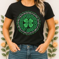 Irish Blessing, Celtic Knot & 4-Leaf Clover Luck Version B Womens T-Shirt