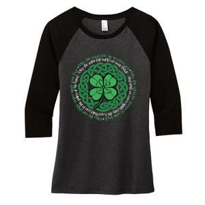 Irish Blessing, Celtic Knot & 4-Leaf Clover Luck Version B Women's Tri-Blend 3/4-Sleeve Raglan Shirt