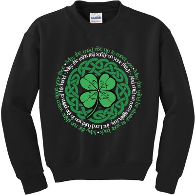 Irish Blessing, Celtic Knot & 4-Leaf Clover Luck Version B Kids Sweatshirt