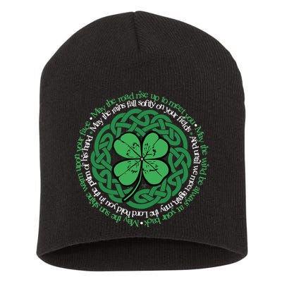 Irish Blessing, Celtic Knot & 4-Leaf Clover Luck Version B Short Acrylic Beanie