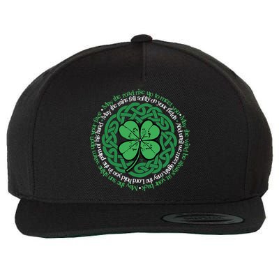 Irish Blessing, Celtic Knot & 4-Leaf Clover Luck Version B Wool Snapback Cap