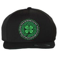 Irish Blessing, Celtic Knot & 4-Leaf Clover Luck Version B Wool Snapback Cap