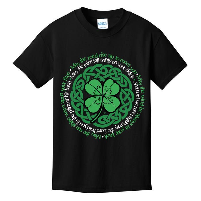 Irish Blessing, Celtic Knot & 4-Leaf Clover Luck Version B Kids T-Shirt