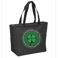 Irish Blessing, Celtic Knot & 4-Leaf Clover Luck Version B Zip Tote Bag