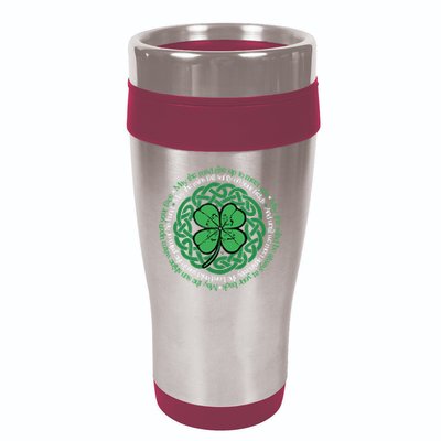 Irish Blessing, Celtic Knot & 4-Leaf Clover Luck Version B 16oz Travel Tumbler