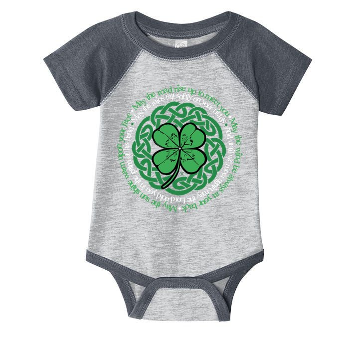 Irish Blessing, Celtic Knot & 4-Leaf Clover Luck Version B Infant Baby Jersey Bodysuit