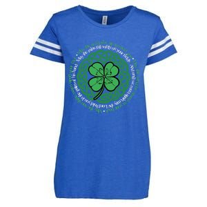 Irish Blessing, Celtic Knot & 4-Leaf Clover Luck Version B Enza Ladies Jersey Football T-Shirt