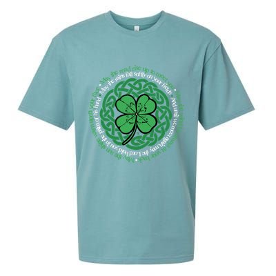 Irish Blessing, Celtic Knot & 4-Leaf Clover Luck Version B Sueded Cloud Jersey T-Shirt