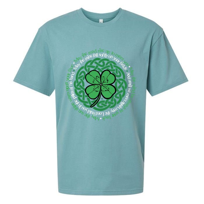 Irish Blessing, Celtic Knot & 4-Leaf Clover Luck Version B Sueded Cloud Jersey T-Shirt