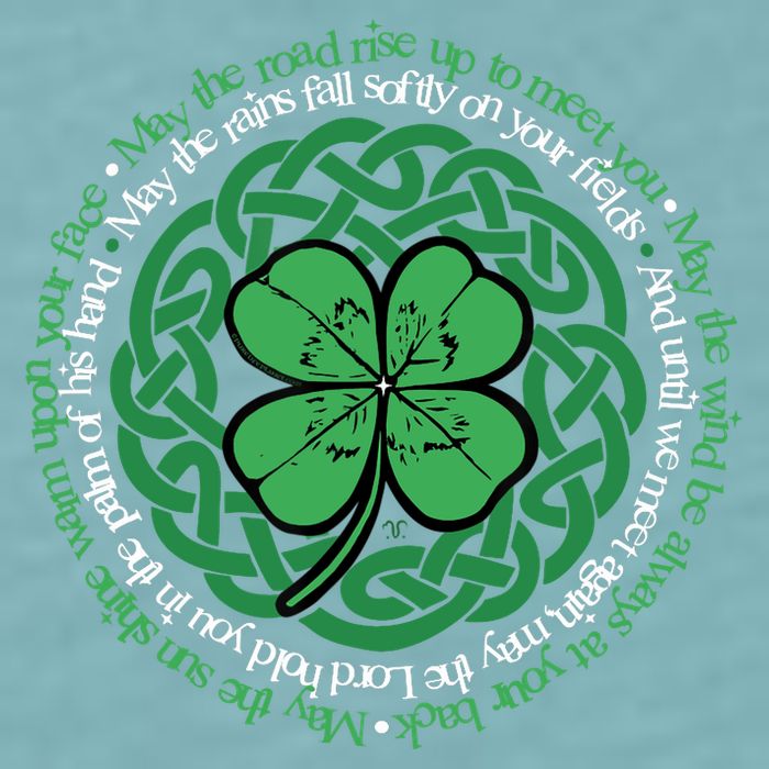 Irish Blessing, Celtic Knot & 4-Leaf Clover Luck Version B Sueded Cloud Jersey T-Shirt