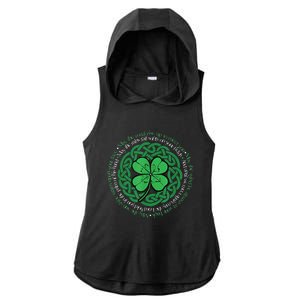 Irish Blessing, Celtic Knot & 4 Leaf Clover Luck Version Ladies PosiCharge Tri-Blend Wicking Draft Hoodie Tank