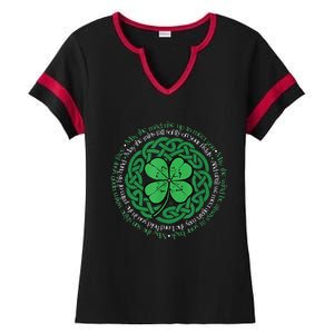 Irish Blessing, Celtic Knot & 4 Leaf Clover Luck Version Ladies Halftime Notch Neck Tee