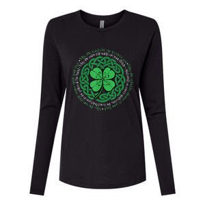 Irish Blessing, Celtic Knot & 4 Leaf Clover Luck Version Womens Cotton Relaxed Long Sleeve T-Shirt