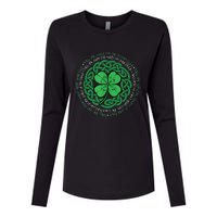 Irish Blessing, Celtic Knot & 4 Leaf Clover Luck Version Womens Cotton Relaxed Long Sleeve T-Shirt