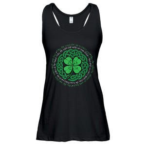 Irish Blessing, Celtic Knot & 4 Leaf Clover Luck Version Ladies Essential Flowy Tank