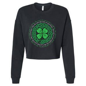 Irish Blessing, Celtic Knot & 4 Leaf Clover Luck Version Cropped Pullover Crew