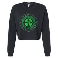 Irish Blessing, Celtic Knot & 4 Leaf Clover Luck Version Cropped Pullover Crew