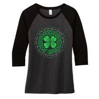 Irish Blessing, Celtic Knot & 4 Leaf Clover Luck Version Women's Tri-Blend 3/4-Sleeve Raglan Shirt