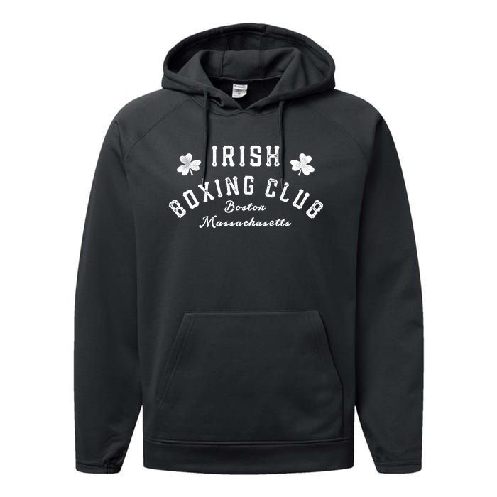 Irish Boxing Club Boston Massachusetts Meaningful Gift Shamrock Great Gift Performance Fleece Hoodie