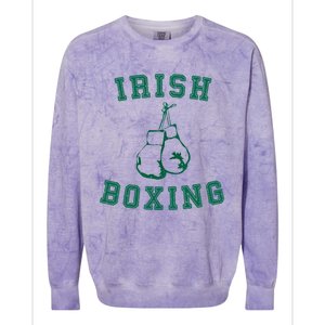 Irish Boxing Cool Gift Distressed Green Graphics Colorblast Crewneck Sweatshirt