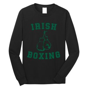 Irish Boxing Cool Gift Distressed Green Graphics Long Sleeve Shirt