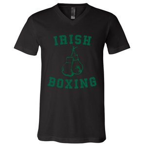 Irish Boxing Cool Gift Distressed Green Graphics V-Neck T-Shirt