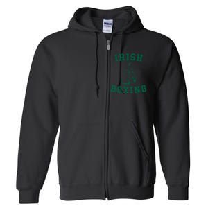 Irish Boxing Cool Gift Distressed Green Graphics Full Zip Hoodie