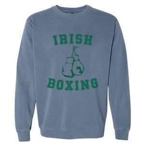 Irish Boxing Cool Gift Distressed Green Graphics Garment-Dyed Sweatshirt