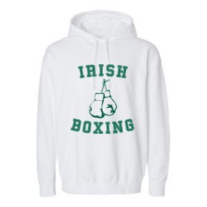 Irish Boxing Cool Gift Distressed Green Graphics Garment-Dyed Fleece Hoodie