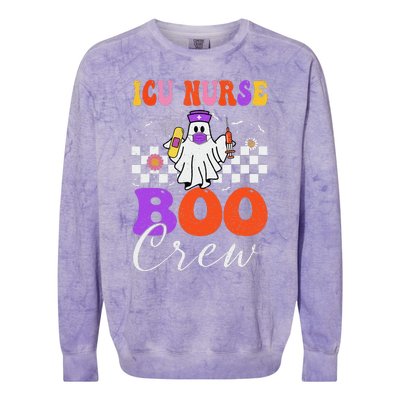 Icu Boo Crew Costume Funny Nurse Ghost Halloween Colorblast Crewneck Sweatshirt