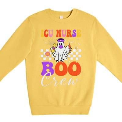 Icu Boo Crew Costume Funny Nurse Ghost Halloween Premium Crewneck Sweatshirt