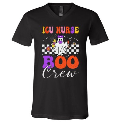 Icu Boo Crew Costume Funny Nurse Ghost Halloween V-Neck T-Shirt