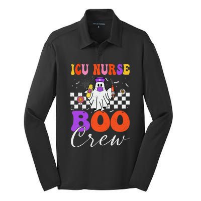 Icu Boo Crew Costume Funny Nurse Ghost Halloween Silk Touch Performance Long Sleeve Polo