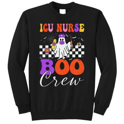 Icu Boo Crew Costume Funny Nurse Ghost Halloween Tall Sweatshirt